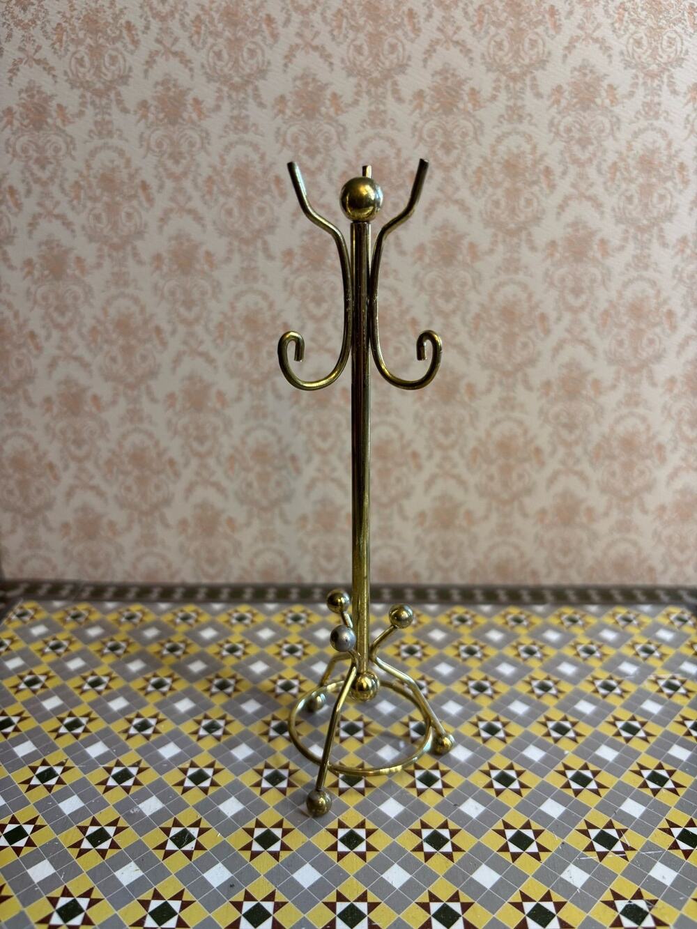 Vintage Miniature Brass Coat Rack